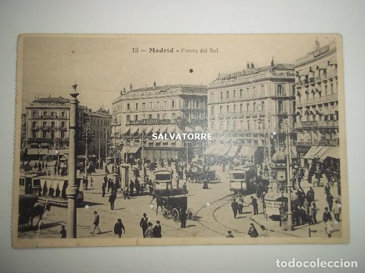 Postkarten: POSTAL MADRID.PUERTA DEL SOL.1907.DIVIDIDA. FRANQUEADA