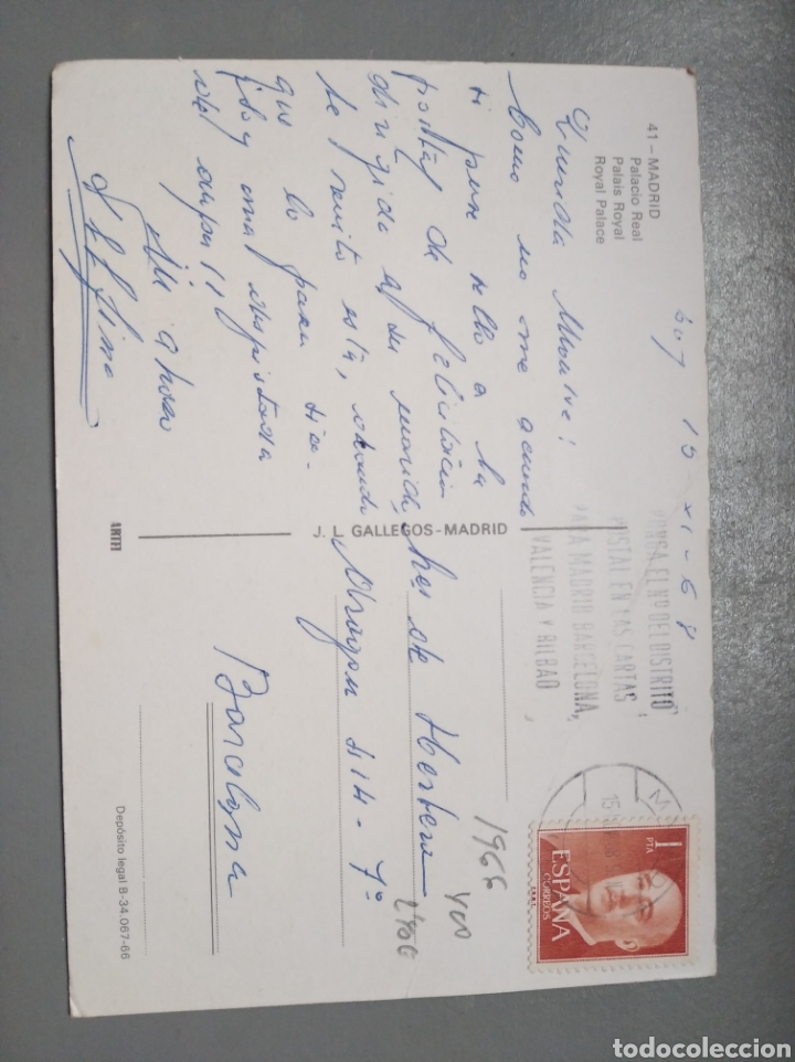 Postales: Postal 41 Madrid palacio real circulada 1966 - Foto 2