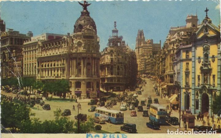 Cartoline: N&ordm; 2-MADRID. Avenida de Jos&eacute; Antonio. Circulada en 1956. ED. HELIOTIPIA ART&Iacute;STICA ESPA&Ntilde;OLA