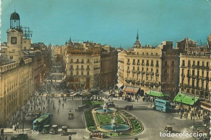 Postcards: N&ordm; 108-MADRID. Puerta del Sol. Escrita en 1957. ED. TALLERES A. ZERKOWITZ