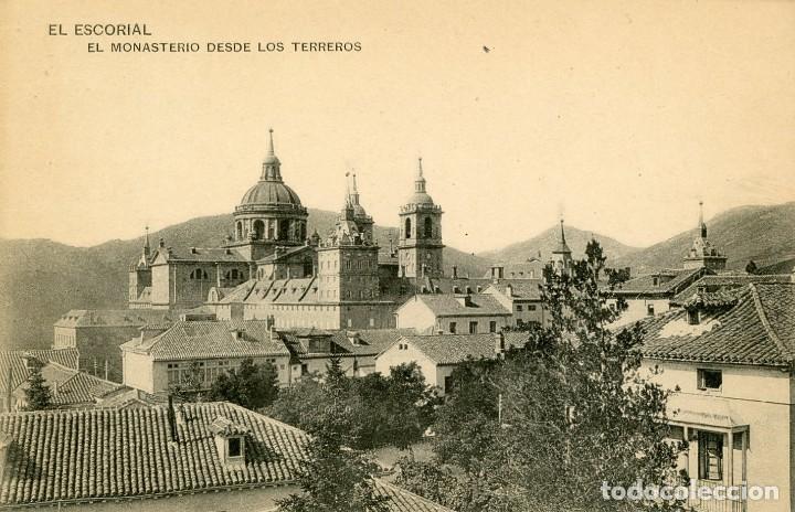 Cartoline: POSTAL. MONASTERIO DEL ESCORIAL. DESDE LOS TERREROS. HAUSER Y MENET. SC