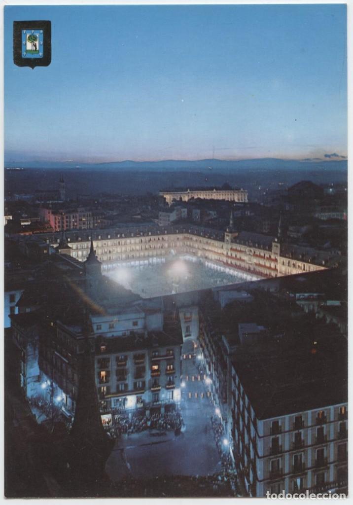 Postkarten: N&ordm; 91-MADRID. Plaza Mayor, al fondo Palacio Real. Vista nocturna. Sin circular. ED. DOM&Iacute;NGUEZ