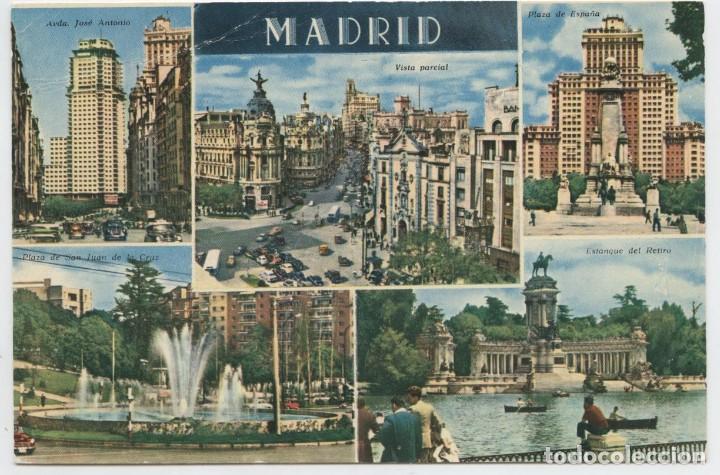 Postales: N&ordm; 2-MADRID. Diversos aspectos. Circulada en 1962. ED. HELIOTIPIA ART&Iacute;STICA ESPA&Ntilde;OLA