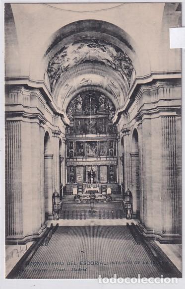 Postales: Monasterio Del Escorial Interior Iglesia 1741 Hauser y Menet Serie general Reverso sin dividir.