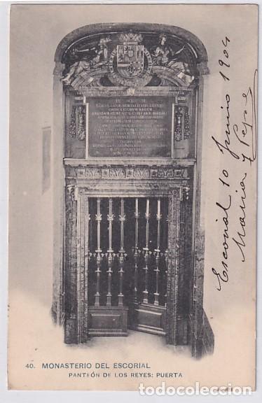 Postales: 40 Monasterio del Escorial. Pante&oacute;n de los Reyes Puerta Hauser y Menet Reverso sin dividir.