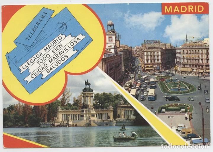 Postais: N&ordm; 213-MADRID. Puerta del Sol y Parque del Retiro. Estanque. ED. GARC&Iacute;A GARRABELLA Y C&Iacute;A