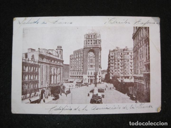 Postales: MADRID-EDIFICIO DE LA ASOCIACION DE LA PRENSA-SELLO CENSURA MILITAR-POSTAL ANTIGUA-(80.874)