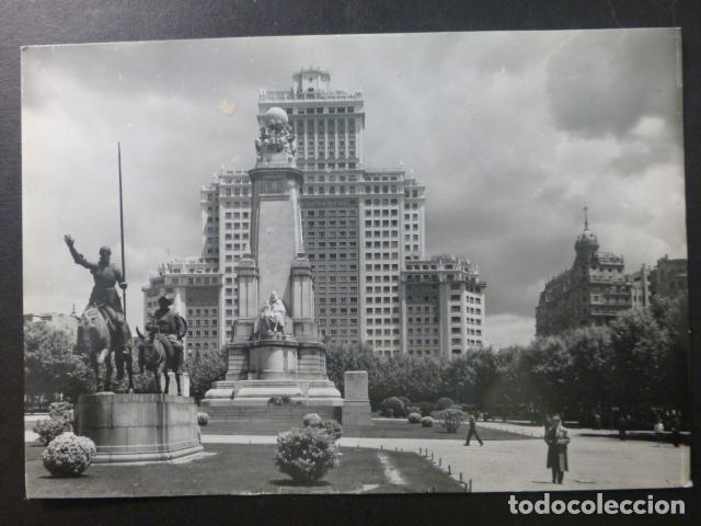 Postales: MADRID MONUMENTO A CERVANTES Y EDIFICIO ESPA&Ntilde;A - Foto 1