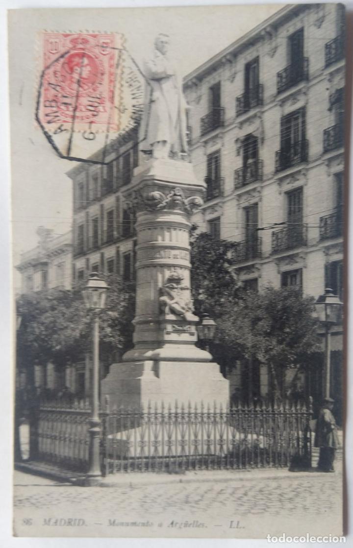 Postales: MADRID MONUMENTO A ARGUELLES LL. - Foto 1