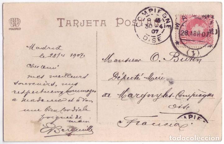 Postales: Madrid: Puerta del Sol. Hauser y Menet. Circulada (1907) - Foto 2