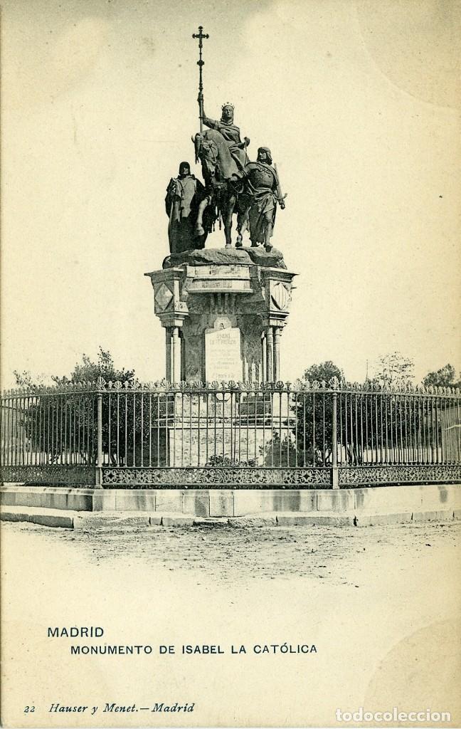 Postcards: N&ordm; 22-MADRID. Monumento de Isabel La Cat&oacute;lica. Sin circular. ED. HAUSER Y MENET