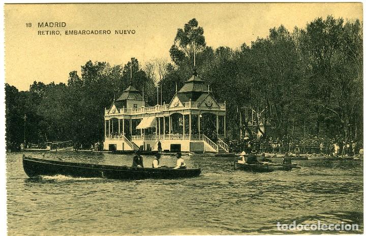 Postales: N&ordm; 18-MADRID. Retiro. embarcadero nuevo. Sin circular. ED. FOTOTIPIA DE HAUSER Y MENET.
