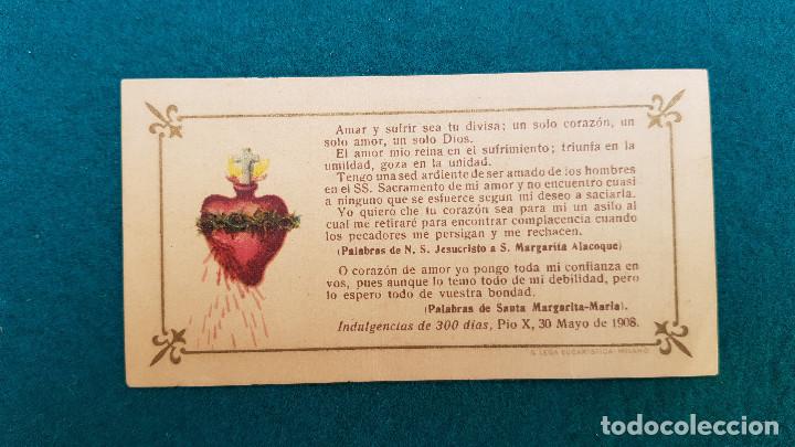 Postales: ESTAMPA RECORDATORIO SAGRADO CORAZON DE JESUS - ORACION AL DORSO