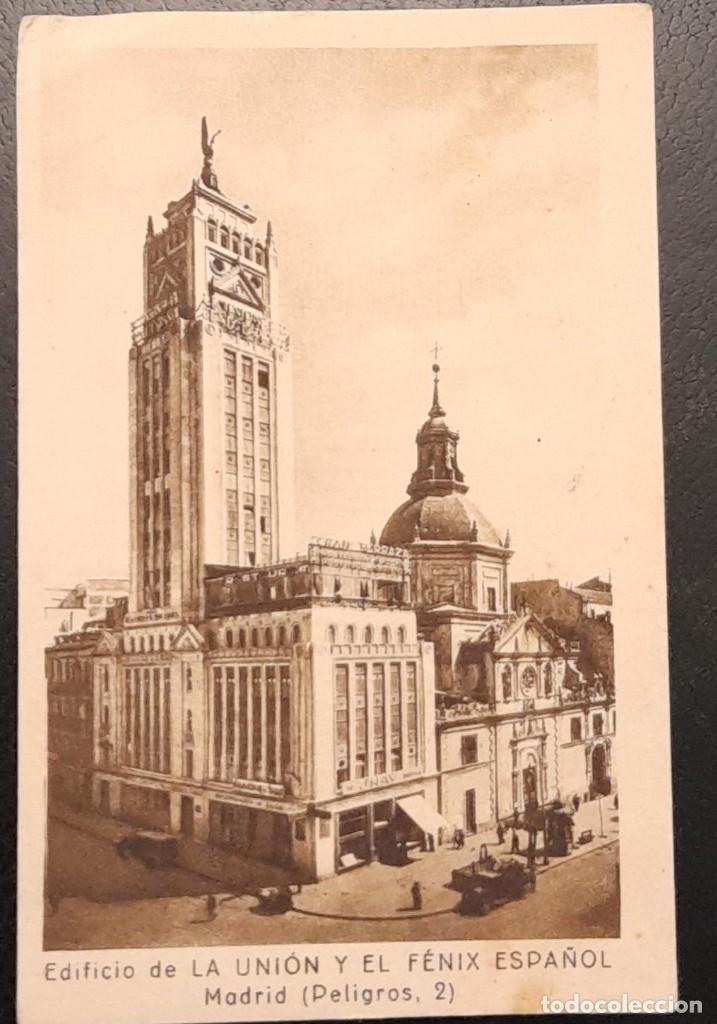 Postales: POSTAL EDIFICIO LA UNI&Oacute;N Y EL F&Eacute;NIX ESPA&Ntilde;OL EN MADRID, PELIGROS 2 - Foto 1