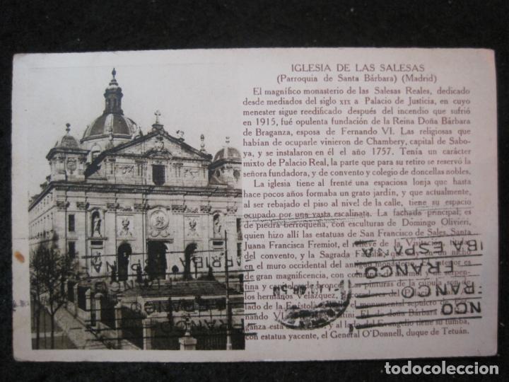 Postales: IGLESIA DE LAS SALESAS-PARROQUIA DE SANTA BARBARA-MADRID-PUBLICIDAD HOTEL...-POSTAL ANTIGUA-(89.403)
