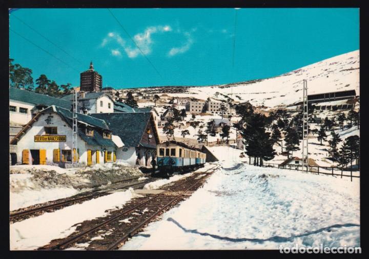 Cartoline: Puerto de Navacerrada. *Estaci&oacute;n Ferrocarril, al fondo Telesilla* Ed. BV n&ordm; 4018. Circulada 1968.