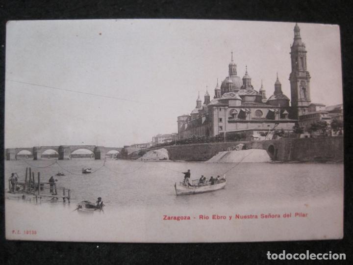 Postkarten: ZARAGOZA-RIO EBRO Y NTRA SRA DEL PILAR-P.Z. 10135-POSTAL ANTIGUA-(91.187)