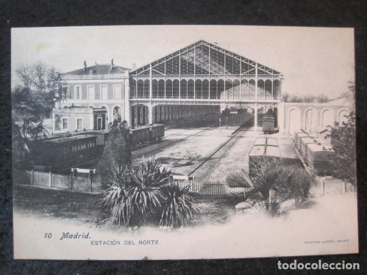 Postales: MADRID-ESTACION FERROCARRIL DEL NORTE-LACOSTE-10-REVERSO SIN DIVIDIR-POSTAL ANTIGUA-(91.950)