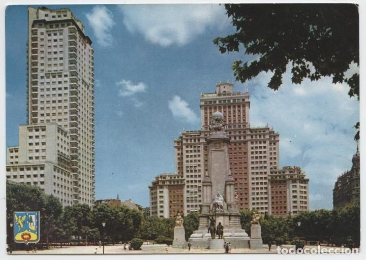 Postales: N&ordm; 3-MADRID. Plaza de Espa&ntilde;a. Monumento a Cervantes. Escrita en 1951. ED. DOM&Iacute;NGUEZ