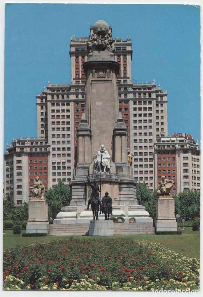 Postcards: N&ordm; 147-MADRID. Monumento a Cervantes en la plaza de Espa&ntilde;a. Circulada 1965. ED. BEASCOA