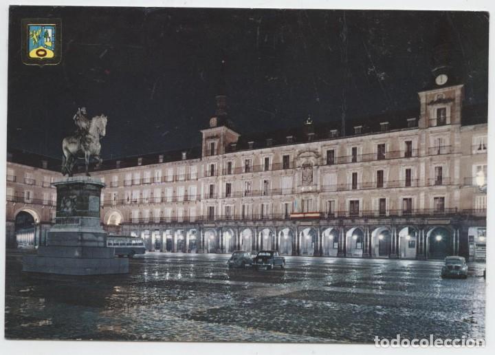 Postkarten: N&ordm; 53-MADRID. Plaza Mayor. Vista nocturna. Circulada en 1967. ED. DOM&Iacute;NGUEZ