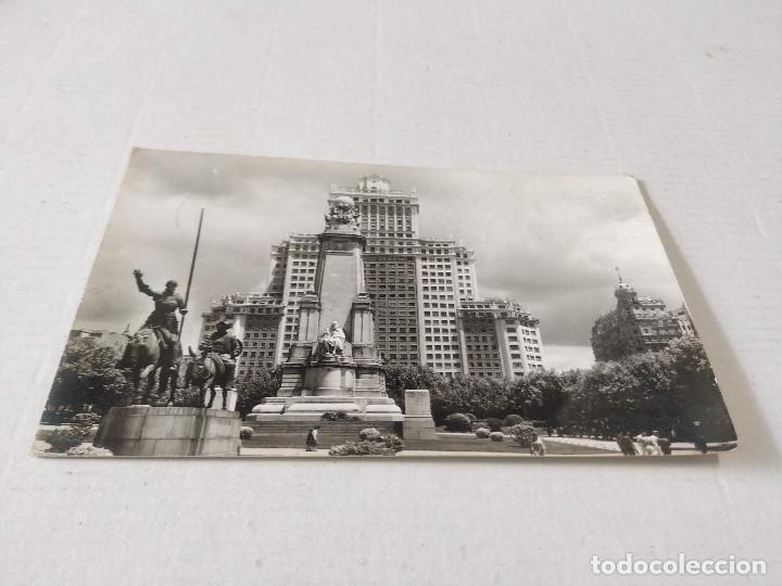Postales: COMUNIDAD DE MADRID - POSTAL MADRID - MONUMENTO A CERVANTES Y EDIFICIO ESPA&Ntilde;A - Foto 1
