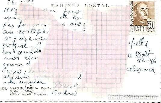 Postales: MADRID - n&ordm; 235. EDIFICIO ESPA&Ntilde;A - CIRCULADA 1955 - Foto 2