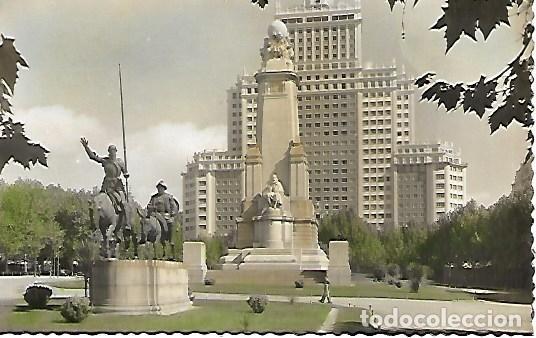 Postales: MADRID - 78. PLAZA DE ESPAÑA. MONUMENTO A CERVANTES - CIRCULADA - 1954