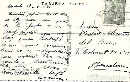 Postales: MADRID - 18. PUERTA DEL SOL - CIRCULADA - 1954 - Foto 2