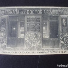 Postales: MADRID FARMACIA Y LABORATORIO DEL DOCTOR PIZARROSO, FERNANDO EL CATOLICO 28