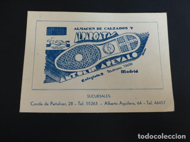 Cartoline: ANTOLIN AREVALO MADRID ALMACEN CALZADOS Y ALPARGATAS TARJETA PUBLICITARIA 12,5 X 9 CTMS