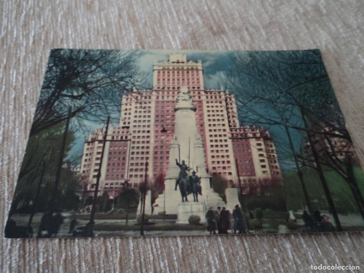 Postcards: MADRID-V46-MONUMENTO A CERVANTES Y EDIFICIO ESPA&Ntilde;A, FOTO-RELIEVE-P.38.952. N&ordm;10-A LLOPIS