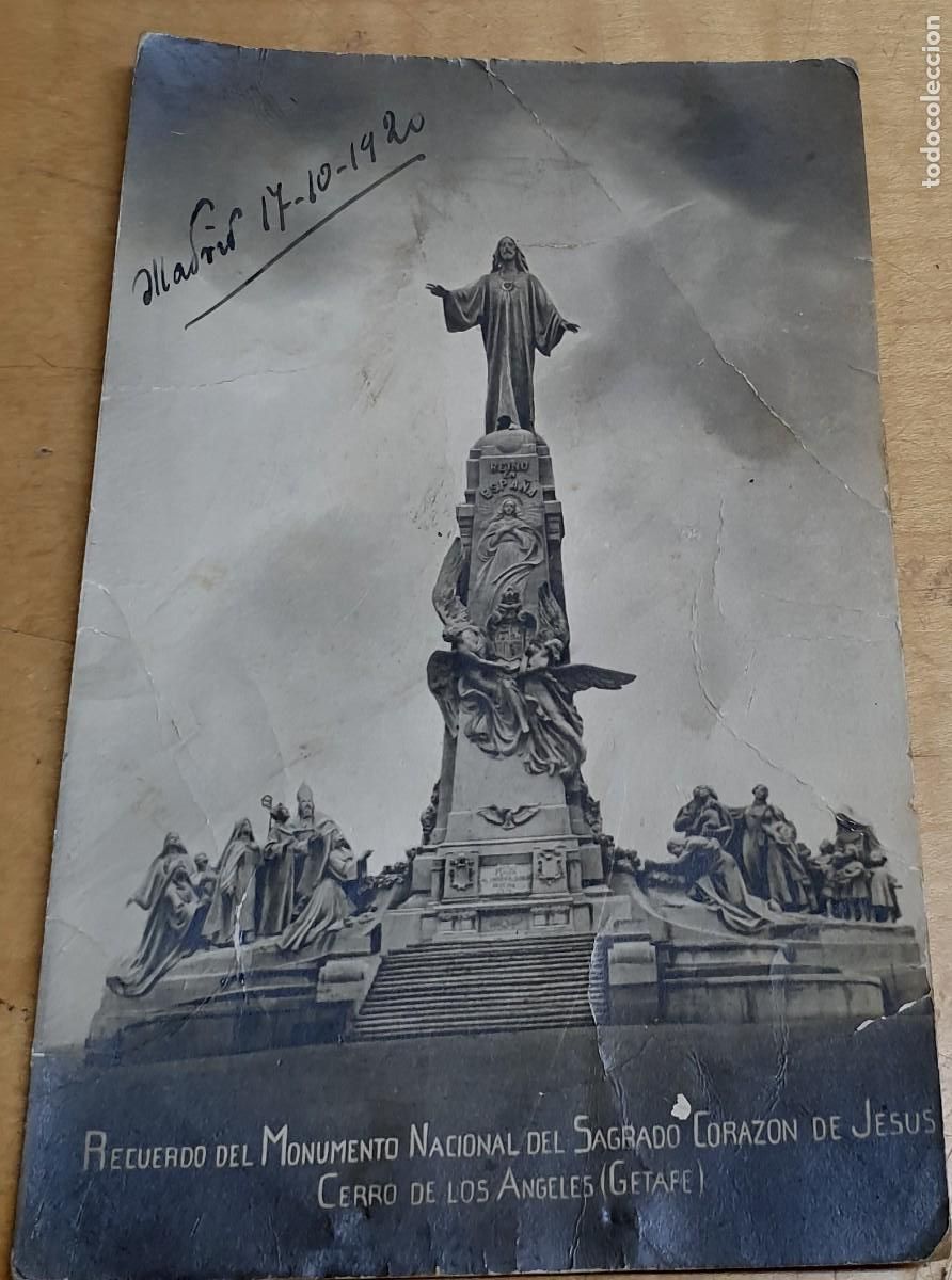 Postkarten: POSTAL RECUERDO DEL MONUMENTO NACIONAL DEL S. CORAZ&Oacute;N DE JES&Uacute;S CERRO DE LOS &Aacute;NGELES (GETAFE) 1920