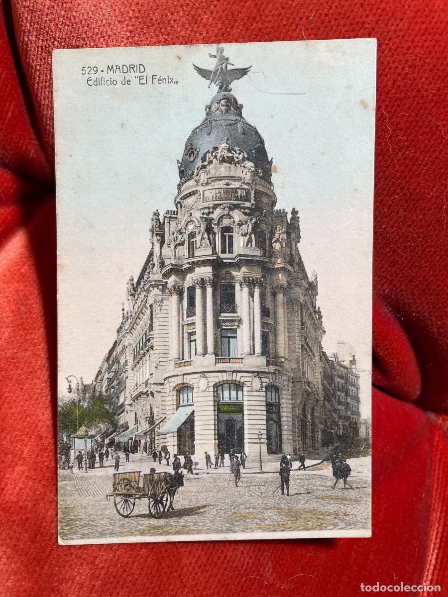 Postales: MADRID. EDIFICIO EL F&Eacute;NIX COLOREADA. CIRCULADA . CIRCA 1919 - Foto 1