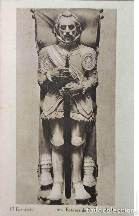 Postales: El Escorial. 20 Estatua de D. Juan de Austria. Huecograbado Hauser y Menet. Nueva. Blanco/Negro