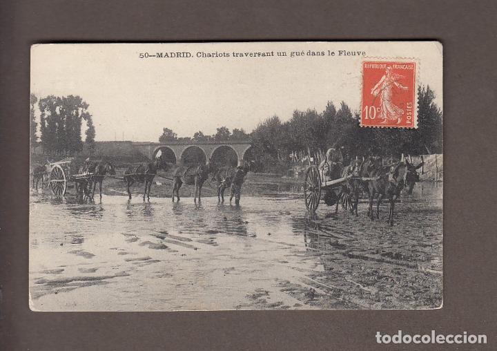 Postkarten: MADRID.- CHARIOTS TRAVERSANT UN GU&Eacute; DANS LE FLEUVE