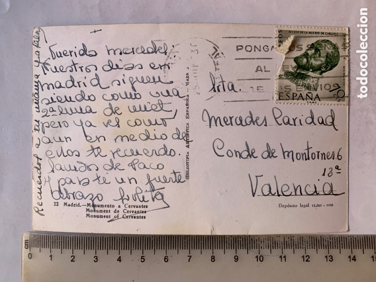 Postales: POSTAL. MADRID. MONUMENTO A CERVANTES. H.A.E. - Foto 2