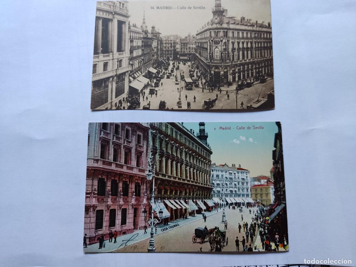 Postales: LOTE DE DOS POSTALES ANTIGUAS DE LA CALLE DE SEVILLA DE MADRID