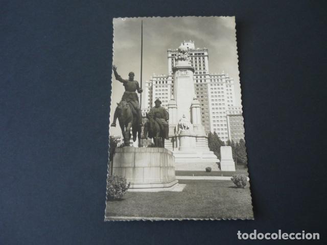 Postales: MADRID MONUMENTO A CERVANTES Y EDIFICIO ESPA&Ntilde;A - Foto 1