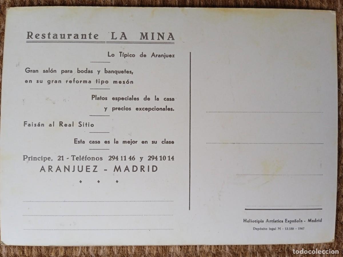 Postales: ARANJUEZ - MADRID - RESTAURANTE LA MINA - Foto 2