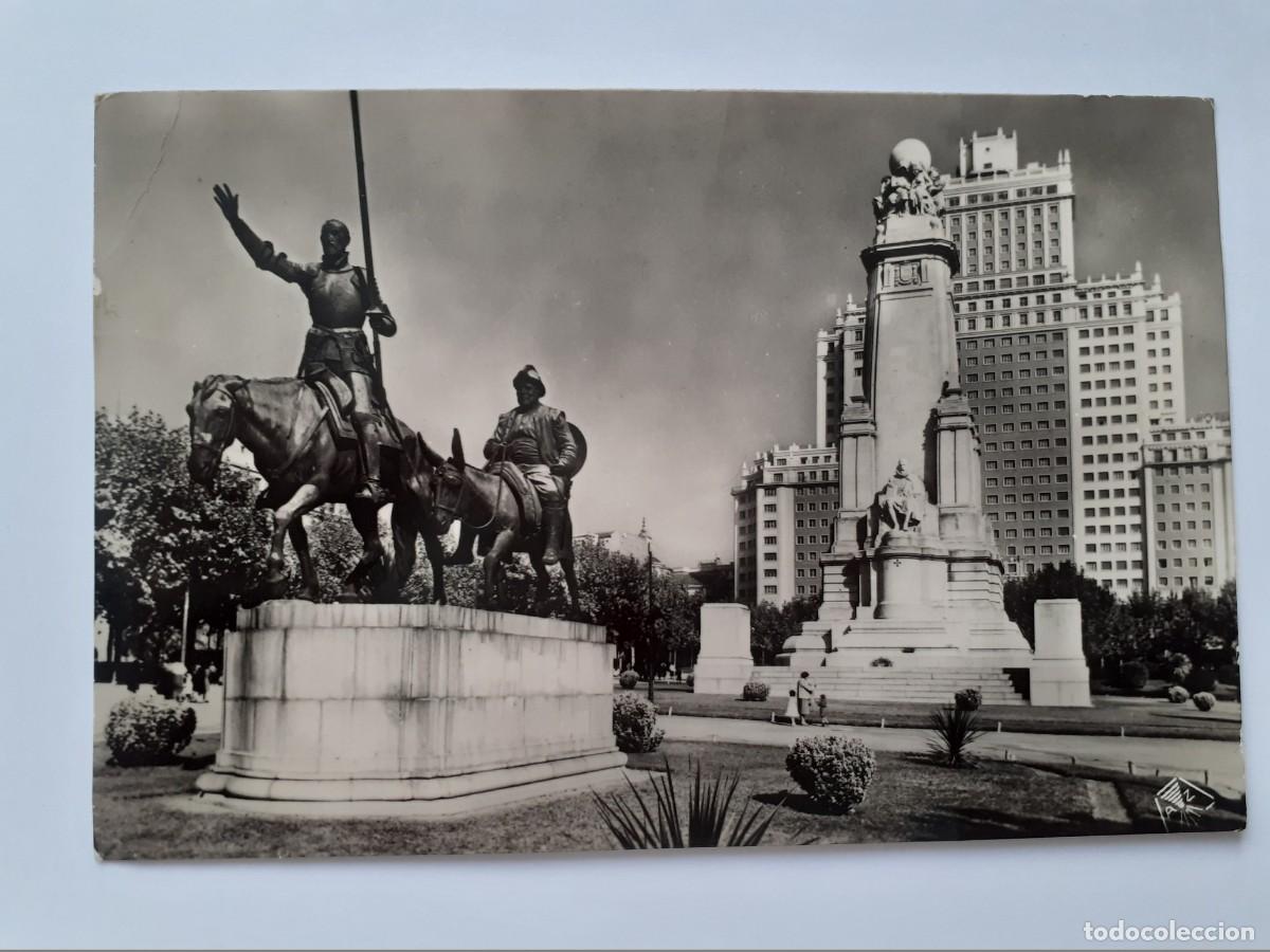 Postales: POSTAL - MADRID MONUMENTO A CERVANTES Y EDIFICIO ESPA&Ntilde;A - ZERKOWITZ 101 - S/C - Foto 1