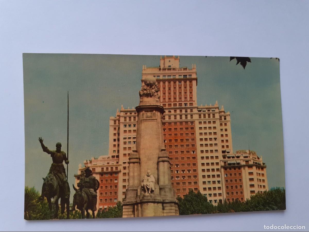 Postales: POSTAL - MADRID MONUMENTO A CERVANTES Y EDIFICIO ESPA&Ntilde;A - ED. PR - S/C - Foto 1