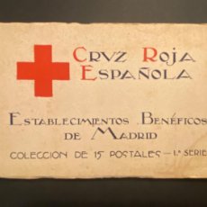 Postales: CRUZ ROJA ESPAÑOLA.ESTABLECIMIENTOS BENÉFICOS DE MADRID.COLECCIÓN DE 15 POSTALES (COMPLETO) 1ª SERIE