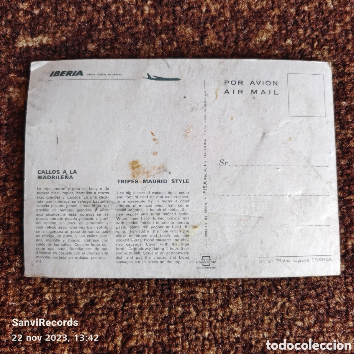 Postales: POSTAL: CALLOS A LA MADRILE&Ntilde;A - Foto 2