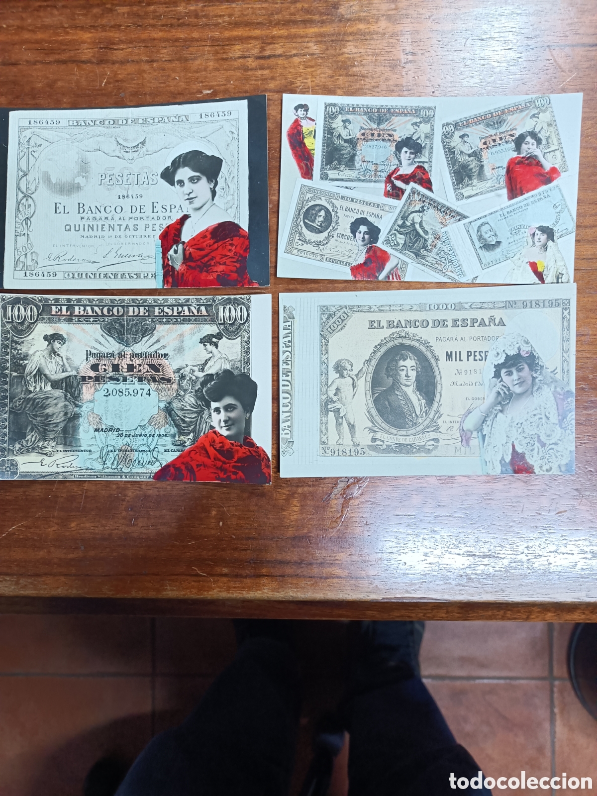 Postkarten: 4 tarjetas postales. Billetes pesetas. Principios S.XX. S/C
