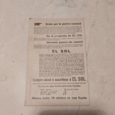 Postales: ARANJUEZ - JARDINES DE LA ISLA .POSTAL PUBLICIDAD PERIODICO EL SOL.DESDE QUE LA GUERRA ... AÑO 1921