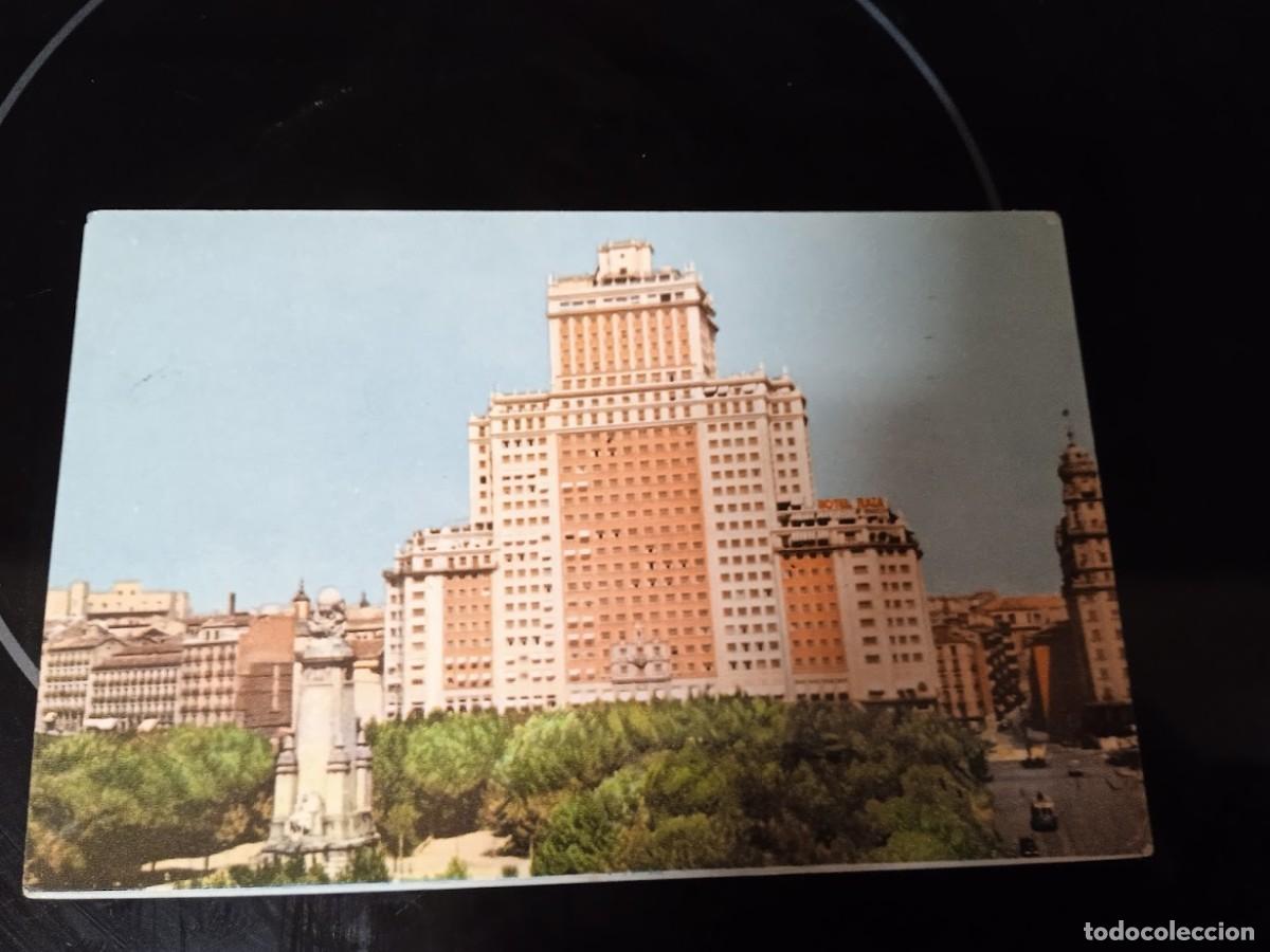 Postales: POSTAL MADRID / MONUMENTO A CERVANTES Y EDIFICIO ESPA&Ntilde;A / 1956 CIRCULADA CON SELLO - Foto 1