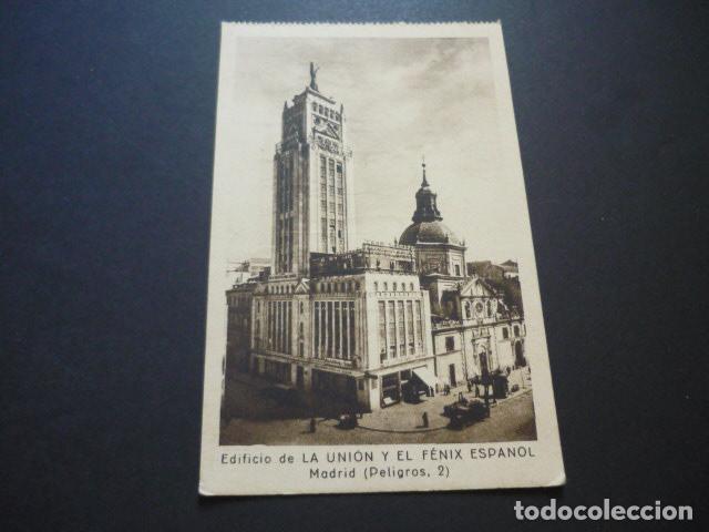 Postales: MADRID EDIFICIO DE LA UNION Y EL FENIX ESPA&Ntilde;OL CALLE DE PELIGROS 2 - Foto 1