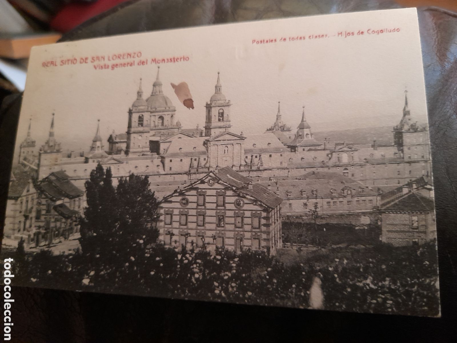 Postkarten: Antigua postal, San Lorenzo del Escorial, Vista del Monasterio, sellada y Matasellada en 1912