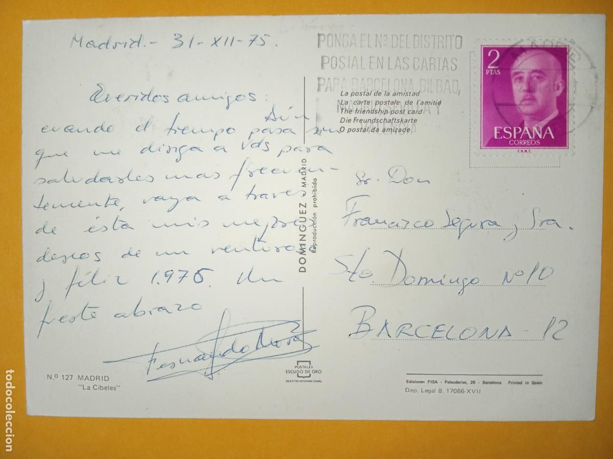 Postales: MADRID - LA CIBELES (CIRCULADA 1975) - Foto 2
